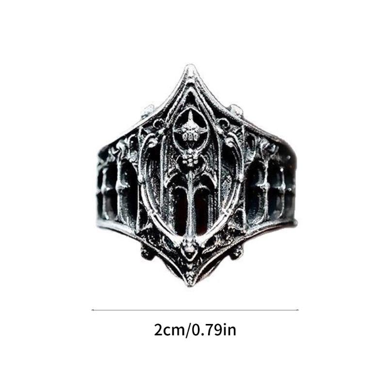 Classical Gothic Jewelry Ring Vintage Inspired Craftsmanship Premium Zinc Alloy Material Multiple Size Options For Daily Occasions