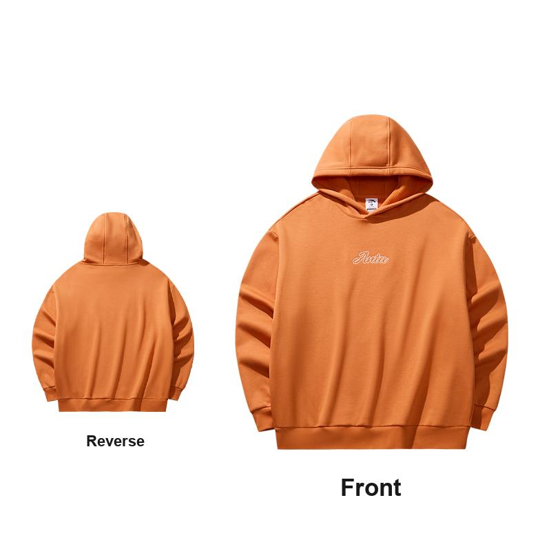 Anta Hooded Fleece Pullover Long Sleeve Knitted Casual Sweatshirt Unisex Sweatshirt Fly-Flower-Orange 972618705N-6