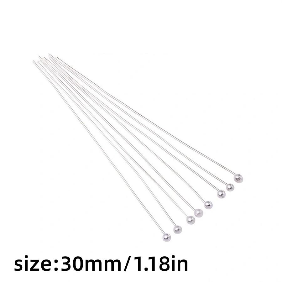 

100 шт./лот Шариковые булавки Посеребренные Позолоченные Булавки с головкой для нанизывания бусин Изготовление ювелирных изделий Сделай сам Ремесло Ручная работа Аксессуары 30mm-100Pcs старый серебряный