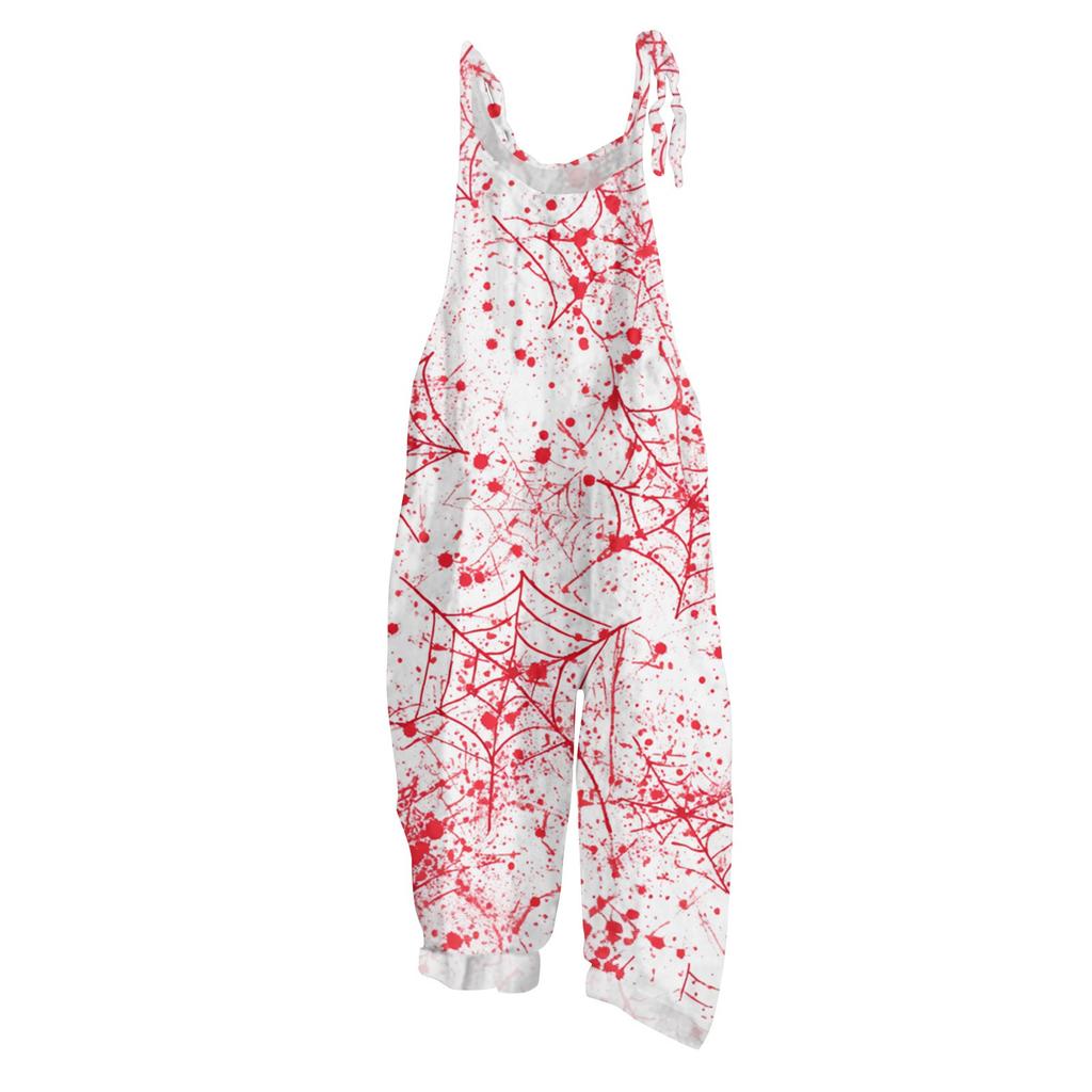 Women's Jumpsuit  Print Casual Loose Vintage Shoulder Strap Cotton Linen