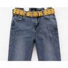Trendy Double-Breasted Canvas & Rivet Belt - Casual Hollowed-Out Denim Belt with Leather Accents