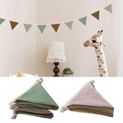 Guirlandes de fanions triangulaires en tissu de coton lavable pour salon et chambre à coucher