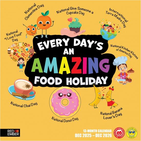 RED EMBER Every Day s an Amazing Holiday 2026 Wall Calendar 12 Month | 12  x 24  Open | Thick & Sturdy Paper | Holiday Gift | Kids Calendar 2026 Every Day s an Amazing Fo
