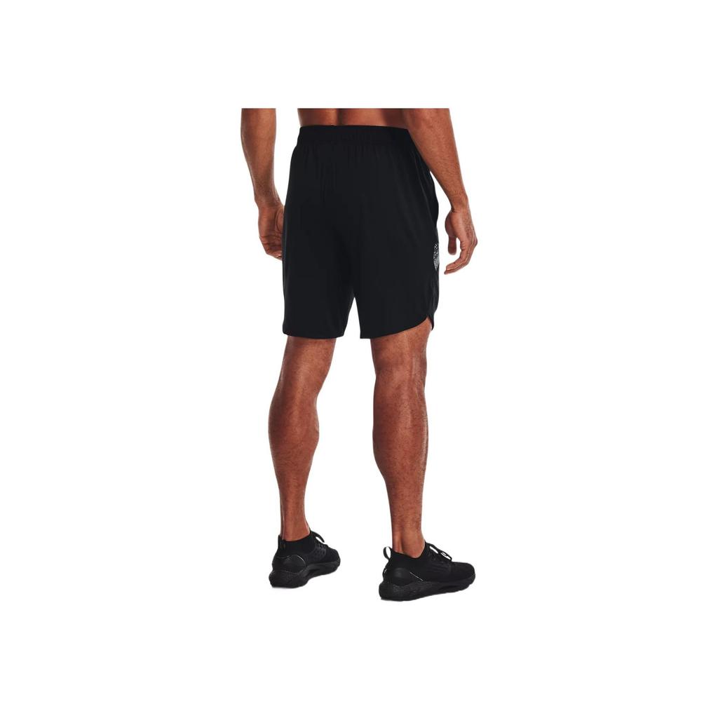 Under Armour Solid Color Large Logo Print Breathable Sports Training Shorts Men Shorts Black 1370394-001