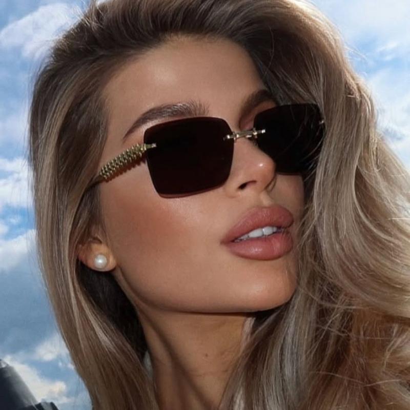 Prémiové Lehké Pohodlné Odolné Vysoká Kvalita High-End Stylové Designový Styl Retro Trendy Bez Obrouček Dámské Sluneční Brýle