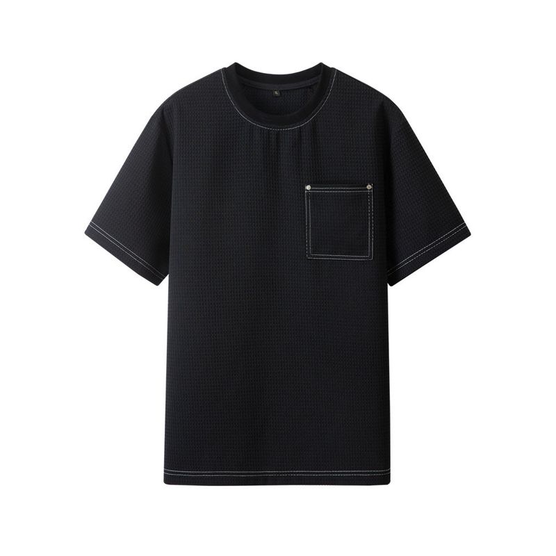 Thousand Paper Cranes Men's Top with Visible Pocket Short-Sleeve T-Shirt for Men, Summer 2025, Slightly Loose Casual Half-Sleeve Base Shirt 21708