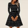 Women's Casual Fashion Long Sleeve  Vintage Long Dresses