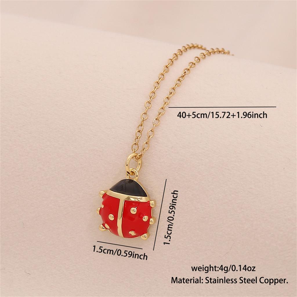 Ladybug-Pendant Necklace With Zirconia For Women Lightweight Allergy Free Jewelry Gift