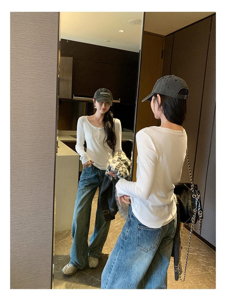 In Stock: Women's High-End White Long-Sleeve Base Layer T-Shirt for Autumn/Winter 2026