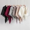 2025 Autumn and Winter New Women's Neck Wrap Wool Blended Tassel Triangular Shawl Female Thickened With Knitted Warm Shoulder