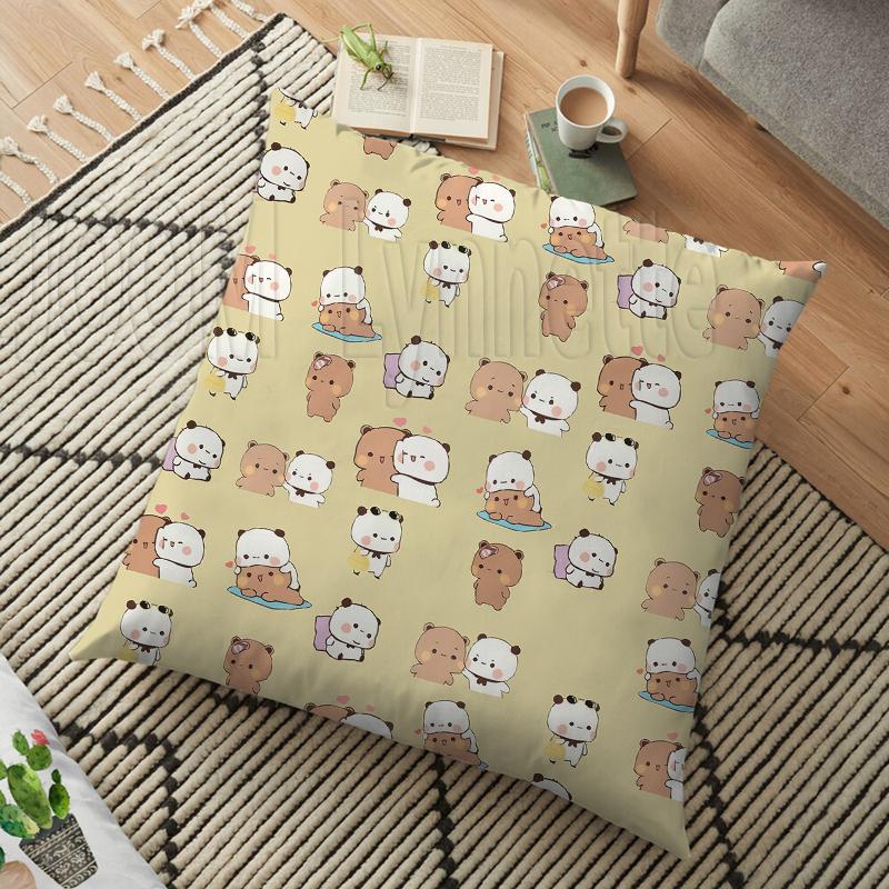 Mléko a mocha páry Panda Bear Bubu Dudu Povlak na polštář Hodový polštář Domácí Dekorativní čtvercový tisk Polštář Polštář na pohovku 45CM