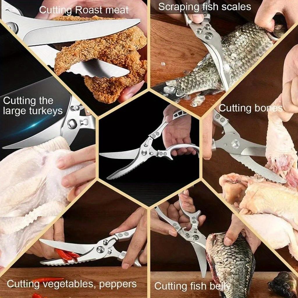3PCS Stainless Steel Utility Knife Chef Knife Sashimi Knife Boning Knife Multipurpose Knife Kitchen Scissors
