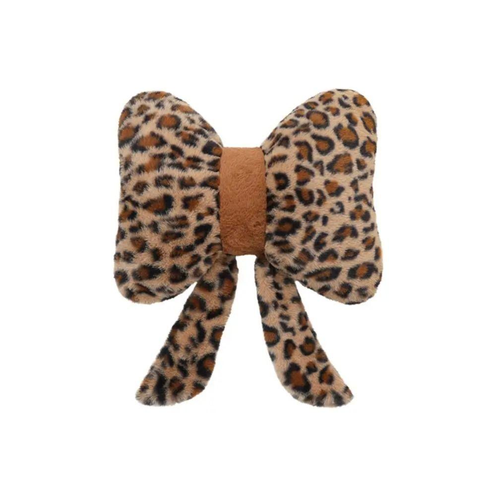 Comfortable Car Seat Decoration Bow Plush Seat Cushion Leopard Print Car Headrest  Cushion Front