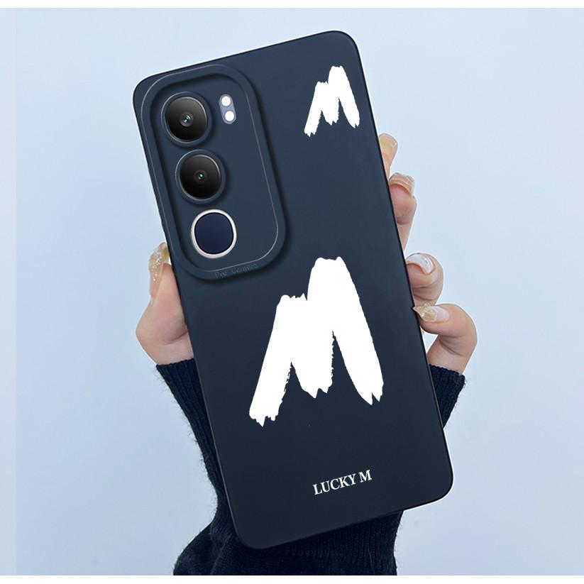For Vivo Y19s V2149 Cover Case Lucky Initial Letter Couple Silicone Soft Matte Phone Bumper for Vivo Y19s 4G Y29 5G Casing