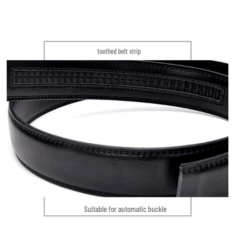 Lychee Pattern Men's Cowhide Belt Body - Automatic Buckle, Headless Design