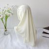 Simple Solid Color Beads Hijab Pull On Style Stretchable Head Wraps Quick Drying Shawls Sun Protection Headscarf Girls