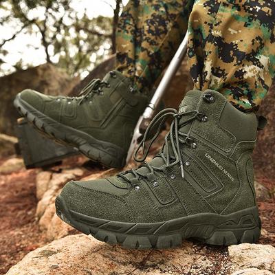Bottes de randonnée tactiques mi-hautes respirantes pour hommes - Résistantes à l'usure, Grandes tailles, Chaussures de service militaire