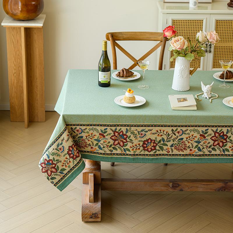 Thick Cotton Linen American Country Farmhouse Style Rectangular Tablecloth