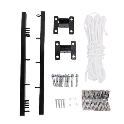 Wall Mounted Clothes Drying Rack Space Saving 4 Hole Strong Load Bearing Large Capacity Wall Laundry Rack with 15m Rope