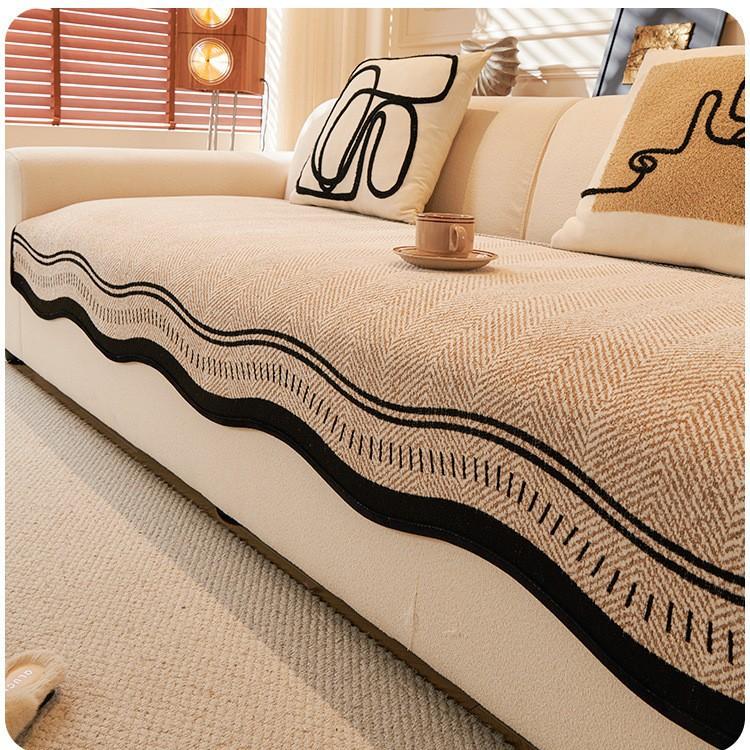 2025 New Plush Shaped Sofa Cushion Autumn And Winter New Straight Leather Sofa Cushion Thickened Non-slip Irregular Sofa Cover