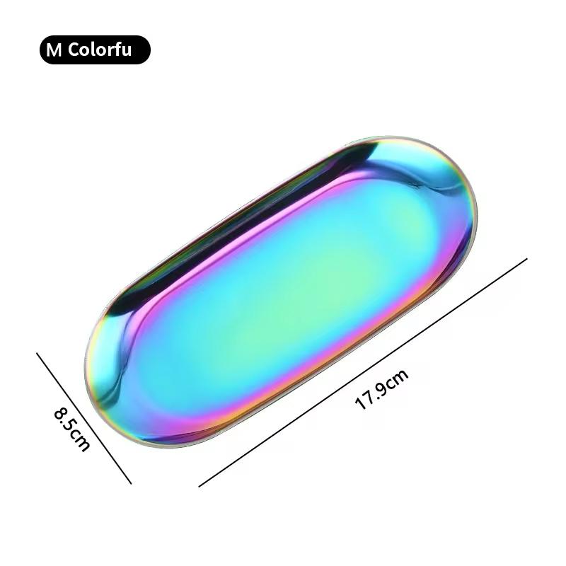 Nordic Gold Oval Plate Jewelry Box Key Tray Stainless Steel Metal Multi-functional Creative Fruit Dried Fruit Storage Tray