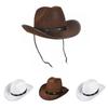 Folk Style Pink Denim Cowboy Hat With Metal Studs For Cosplay And Gifting