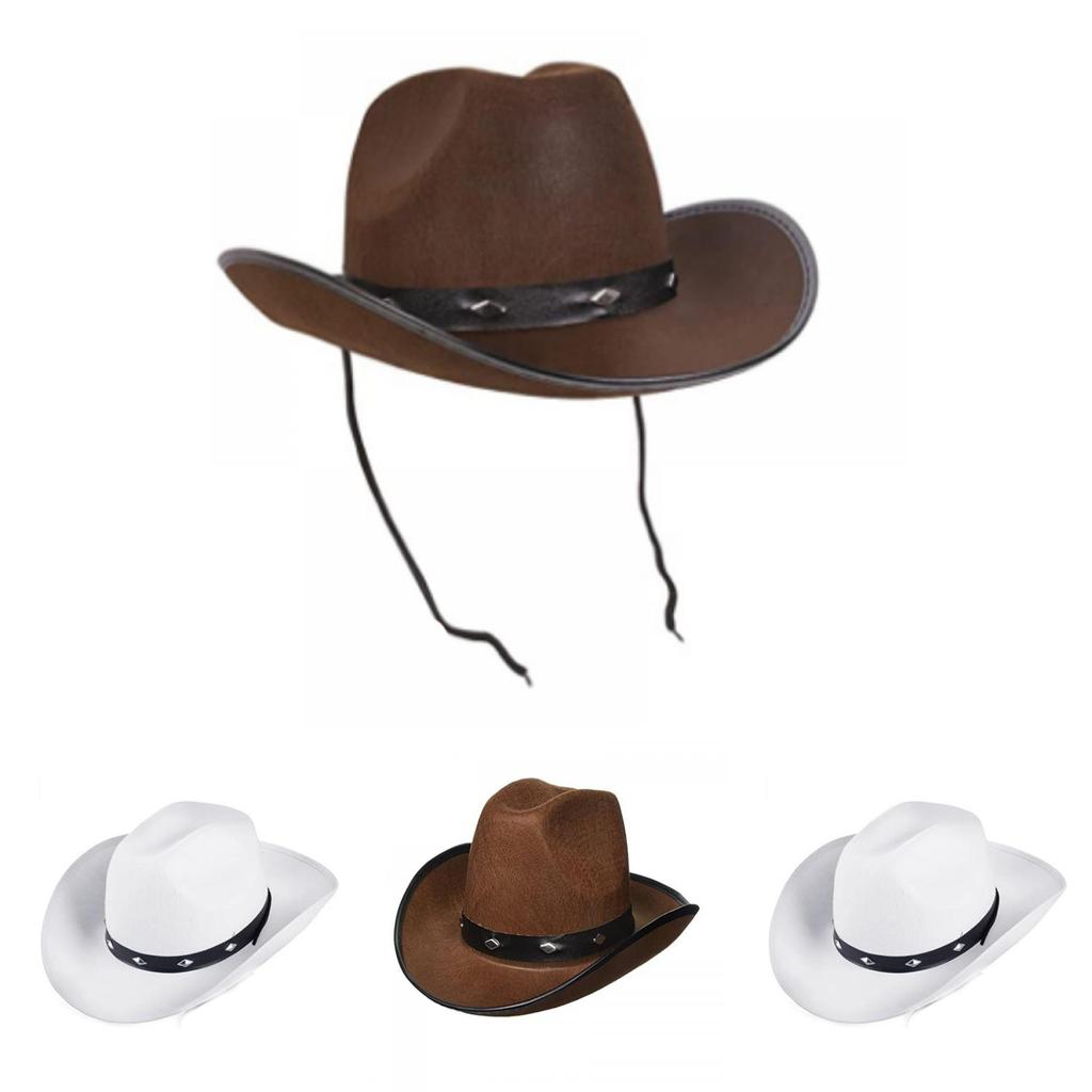 Folk Style Pink Denim Cowboy Hat With Metal Studs For Cosplay And Gifting