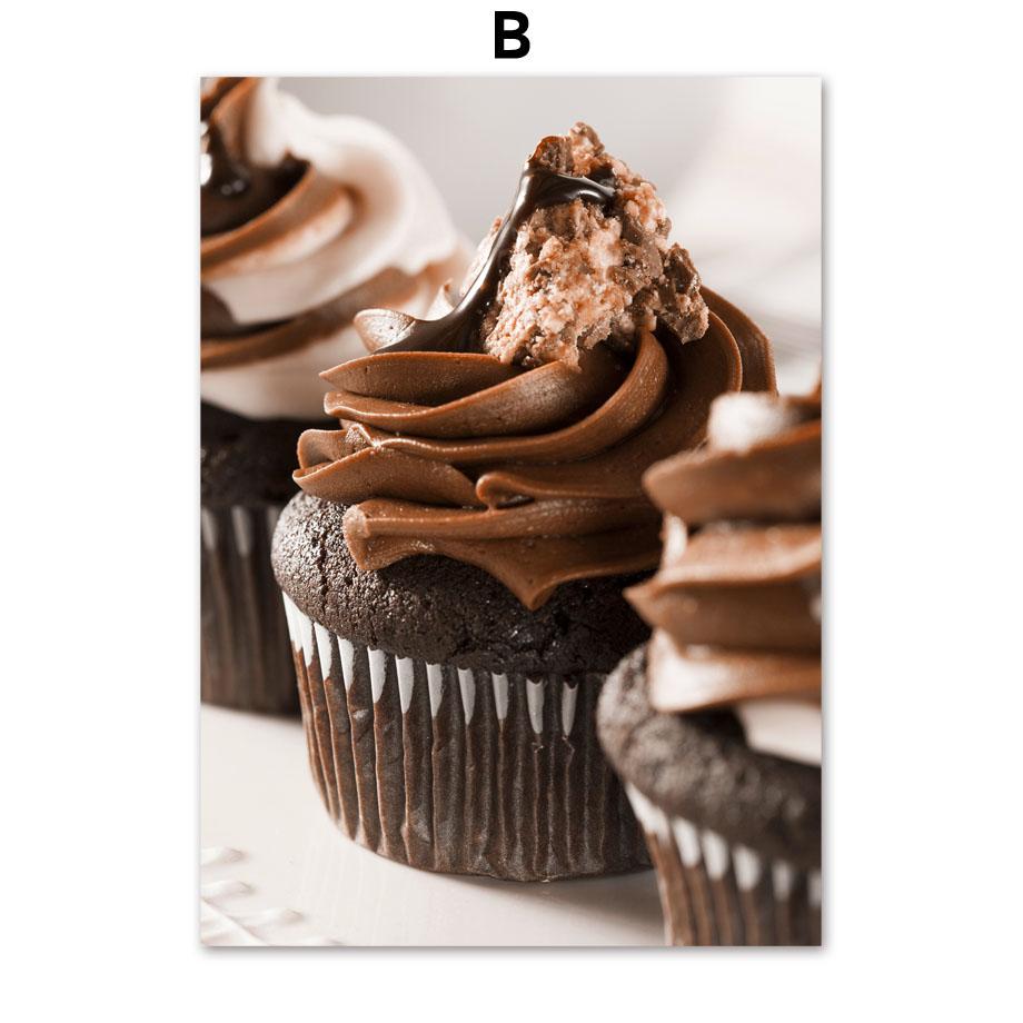 Coffee Bean Cup Chocolate Cake Dessert Shop Wall Art Canvas Painting Posters And Prints Hotel Cafe Picture Restaurant Room Decor