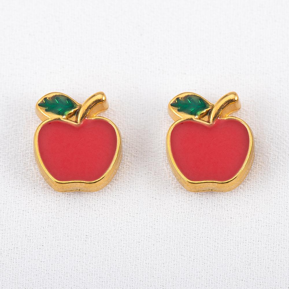 2pcs Stainless Steel Enamel Cute Strawberry Banana Corn Grape Cherry Charms Gold Plated DIY Bracelet Earrings Jewelry Findings