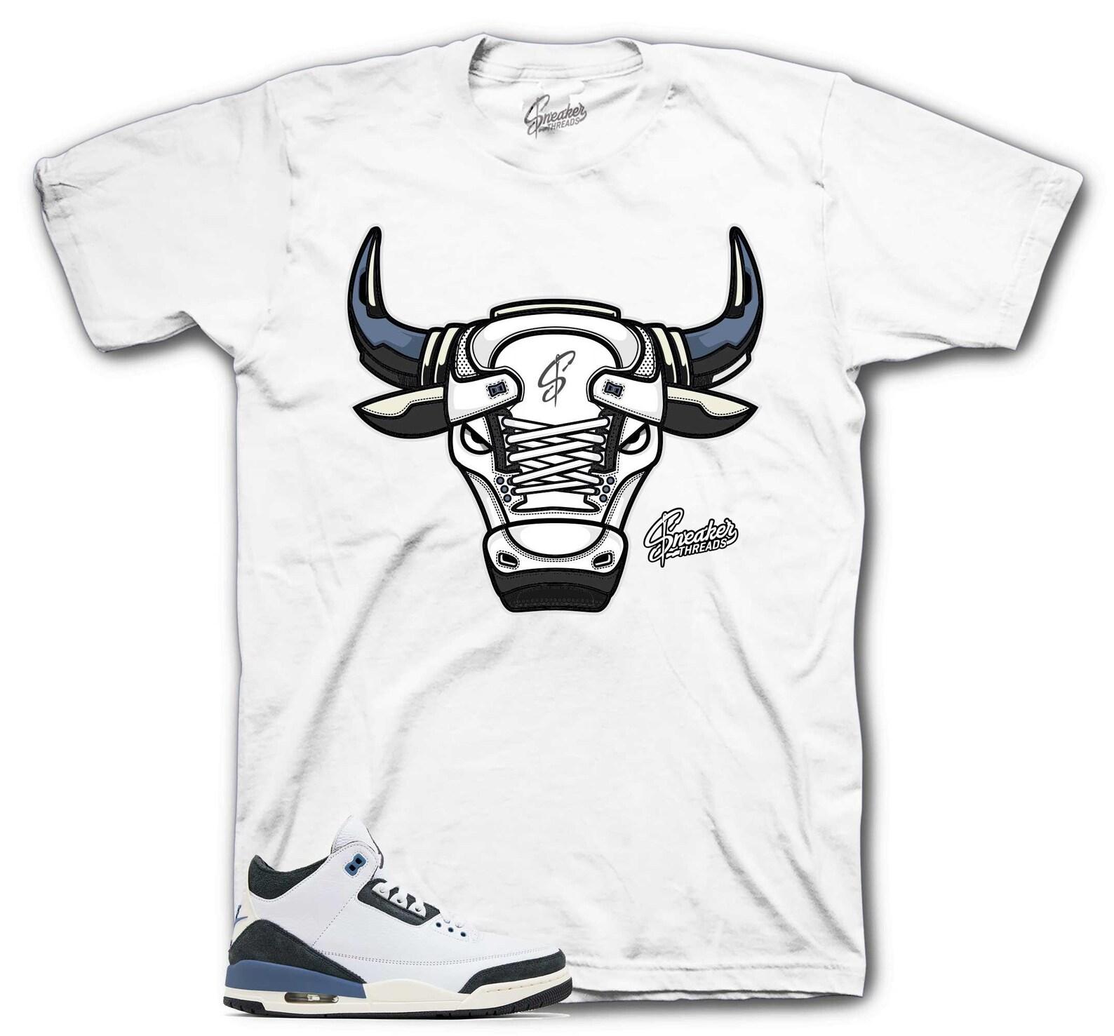 WHITE Retro 3 Diffused Blue For The Love Graphic T-Shirt AJ3 - War Bully Sneaker Tees M