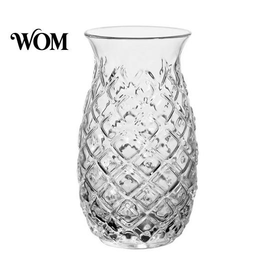 Single Serving Glass Pineapple Shape Cocktail Glass, 480ml Embossed Tumbler for Juice Hot Heat Resistant Glassware Beverages, Creative Bar Whiskey,