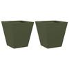 VidaXL Planters 2 Pcs Olive Green 30x30x30 Cm Steel, Outdoor Planter, Flower Box, Garden Box, Planter 851045
