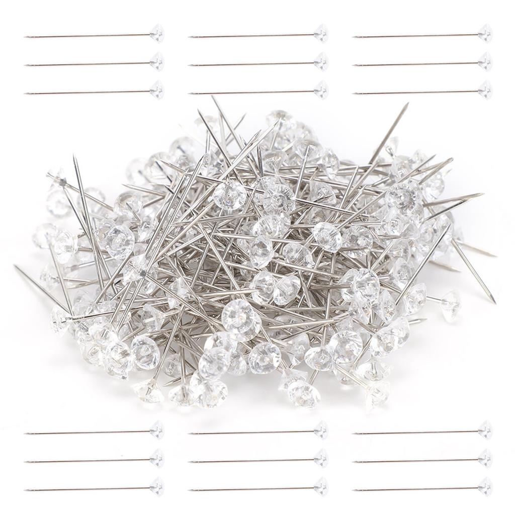 200Pcs Flower Bouquet Pins Brooch Sewing Crystal Head Pearl Needle for Wedding Jewelry Decoration