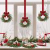 Christmas Kitchen Cabinet Wreaths With Plaid Bow Ribbon Hanging Cabinet Doors Wreaths Decorative For Kitchen Window Outdoor Indoor Holiday Decor