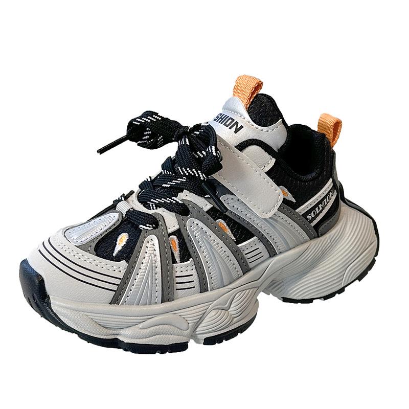 

Детские кожаные кроссовки на липучке на осень 2023 года - Модная и универсальная повседневная обувь для мальчиков и девочек Inner length 23 cm (Size 36) серый