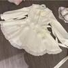 Japanese Kawaii Lolita Lace Patchwork Sweet Dress Coat Women Y2k Aesthetic Contrast Color Dresses Single Breasted Party Vestidos