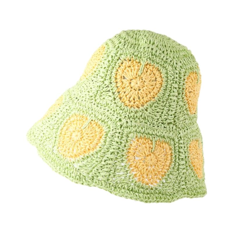 Handmade Bucket Hat Elegant Colorful Decorated Cloches Style for Women Party Heart Hat Cloche Lady Knitted Bucket Hat