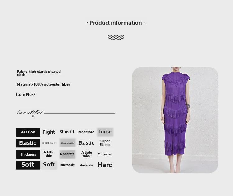European & American Style Miyake Pleated Tassel Dress - Long Elegant Summer Skirt