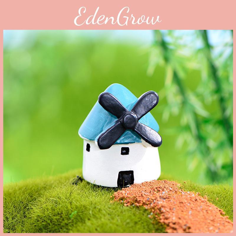 Cute Carton Black Windmill Resin Castle Decorative Miniature For Terrariums And Plants
