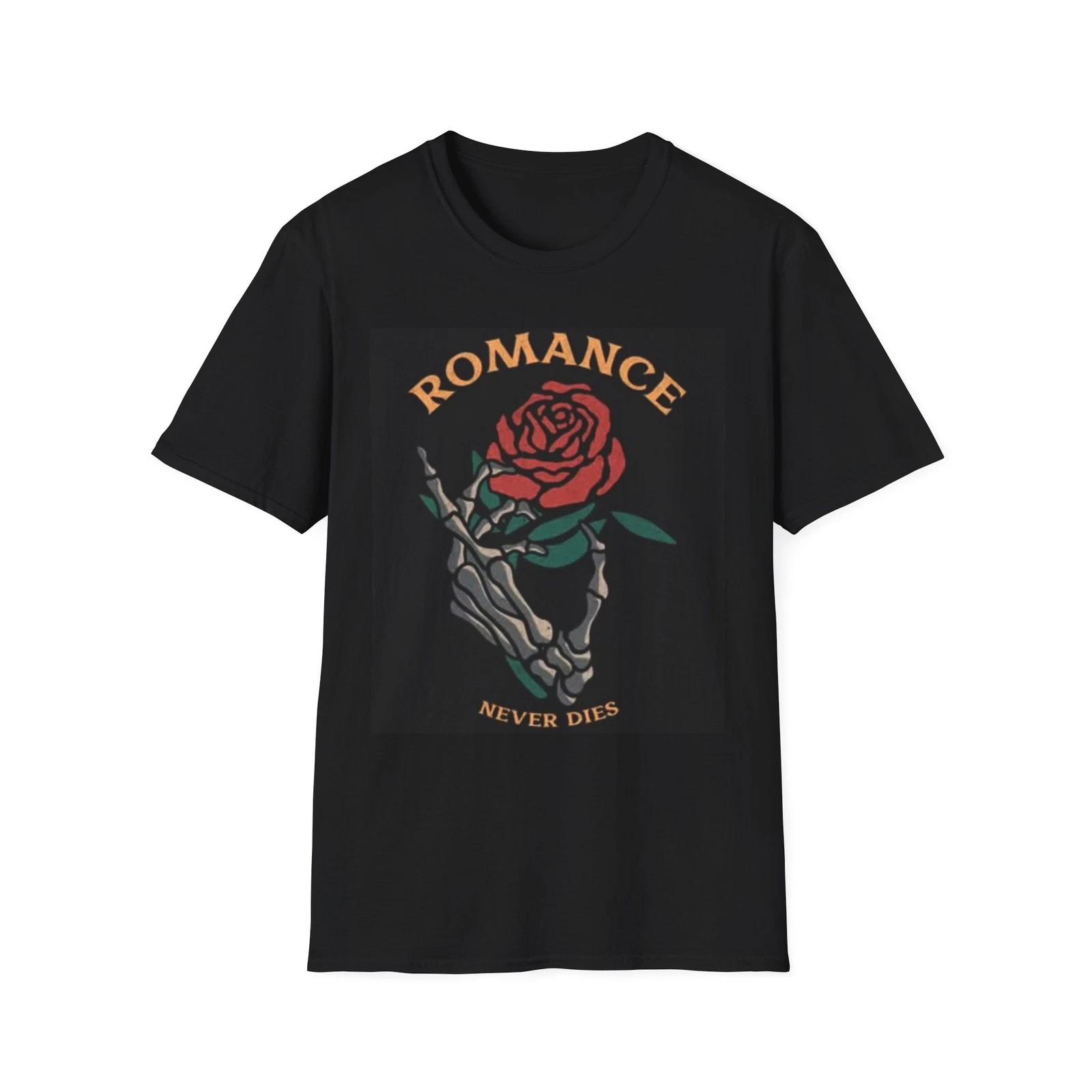 

Romance Never Dies Graphic T Shirt Vintage Roses Rock Unisex Softstyle T-Shirt XL