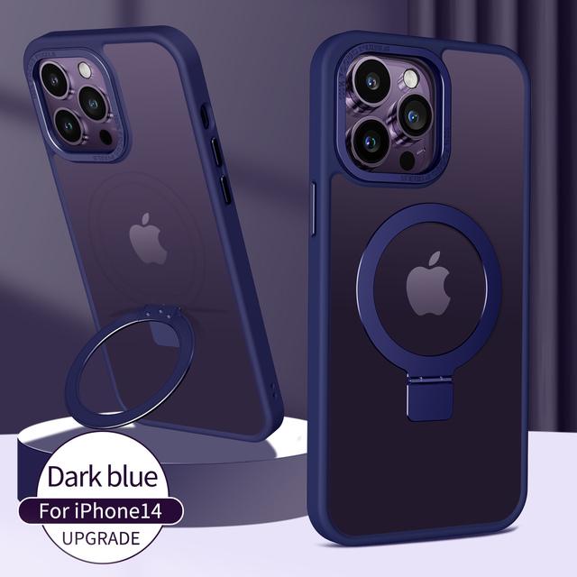 Skin Feel Matte Magsafe Stand Holder Phone Case For Iphone 14 12 11 13 Pro Max 14 Plus Metal Camera Protection Translucent Cover