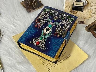 Mãe da Terra Sete Pedras em Branco Livro de Feitiços de Sombras Grimório Diário de Lixo Diário da Árvore da Vida Presentes para o Natal