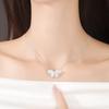 Unique Butterfly Pendant Necklace with Small Size Brushed Texture for Collarbone Chain Sturdy Copper Craft