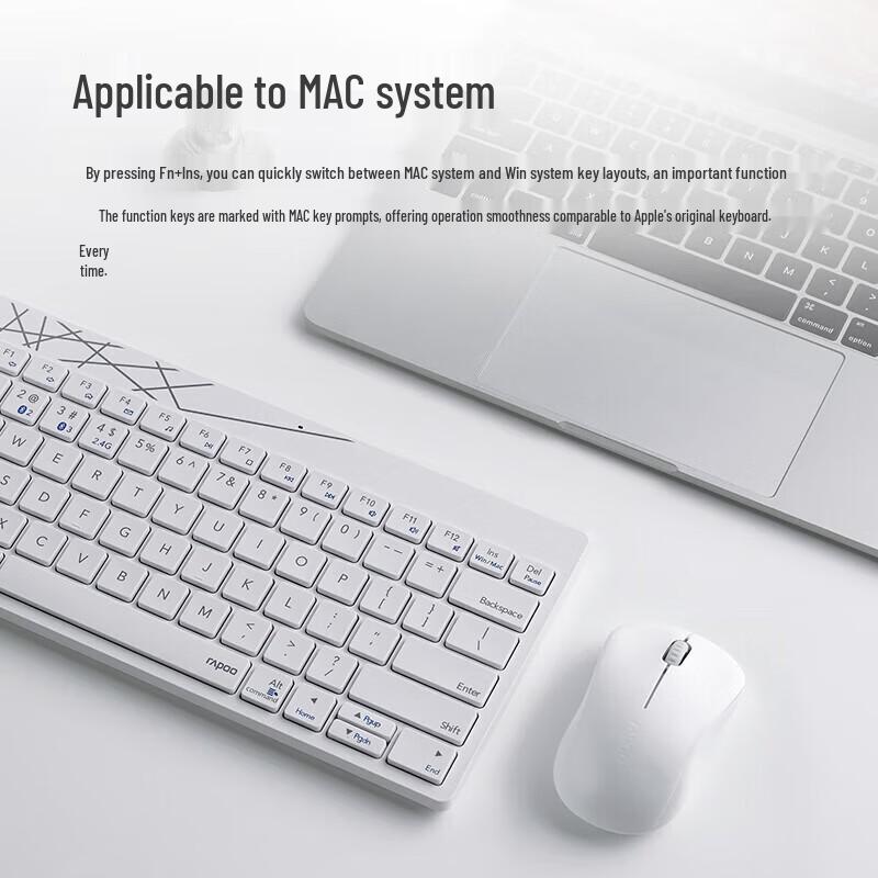 Rapoo 8000GT Slim Portable Wireless Bluetooth Multi-mode Keyboard Mouse Combo