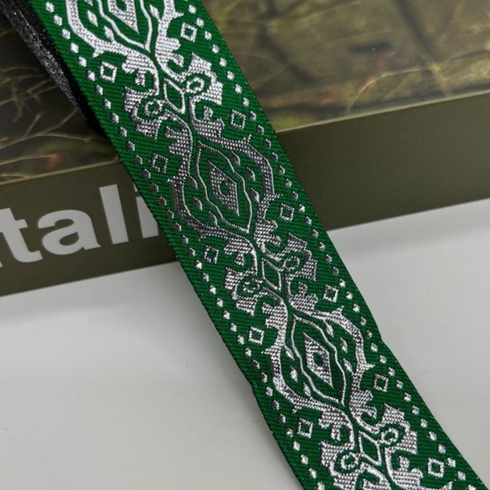Silver Glitter Embroidery Ribbon Trim Vintage Ethnic Traditional Chinese Pattern Jacquard Embroidery Trim Boho Floral