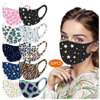 10 ΤΕΜΑΧΙΑ Μάσκα Προσώπου από Παγωμένο Μετάξι με Σχέδια για Ενήλικες για Προστασία από Σκόνη και Αχλύ