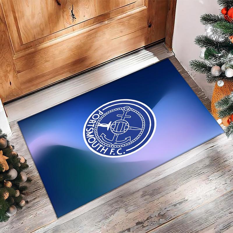 Tappeto Morbido Area Rug con Motivo Calcio Portsmouth FC Antiscivolo Tappeto per Pavimento Interno Tappetino Decorazione Sportiva per Camera da Letto