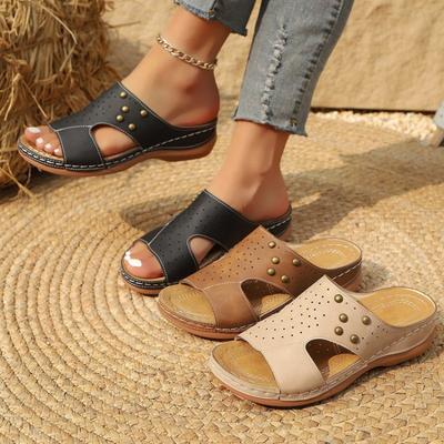 Wedge Heel Shoes Thick-soled Shoes New Large-sized Fish-mouth Shoes Casual Beach Flip-flops