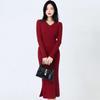 Elegant Women's Knit Dress Temperament Retro Neck Knit Dress Fall Winter Fashion Women's Inside Take Long Sleeved Sweater Skirt Dresses for Women 2025