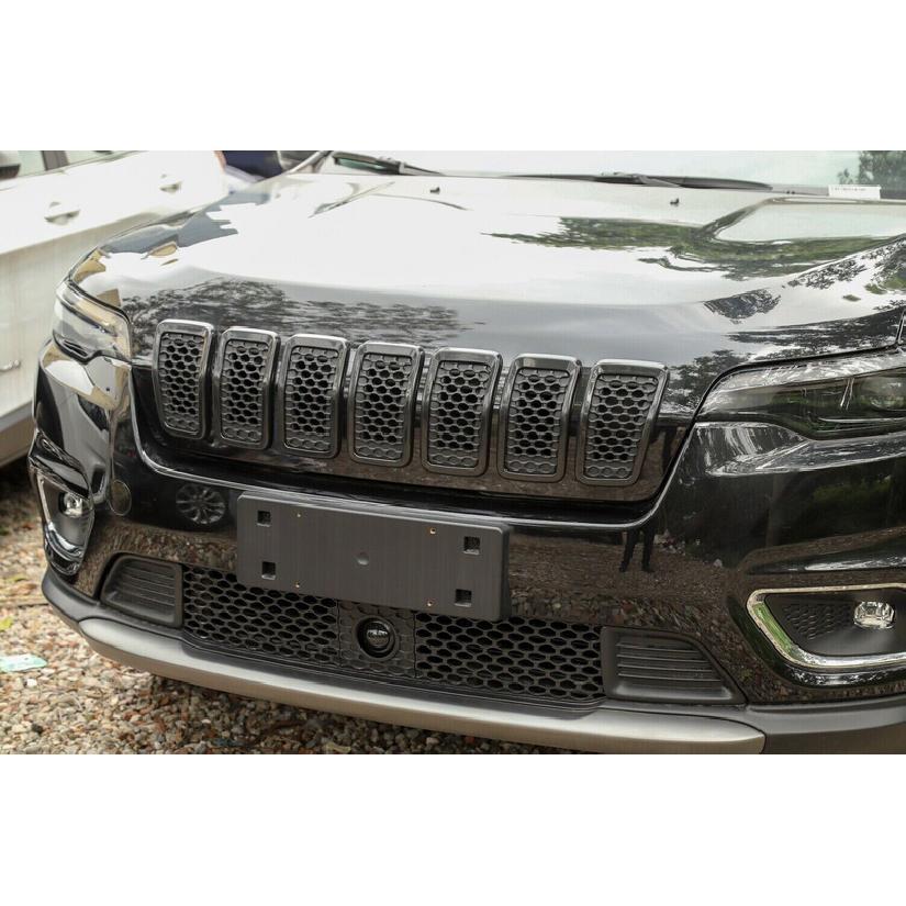 7X Black Front Grille Inserts Ring Trim Cover for Jeep Cherokee 19+ Accessories